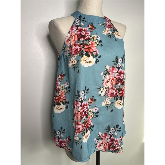✅SOLD Womens Aqua Floral Sleeveless Size XL - Picture 4 of 13